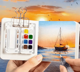 Portable Paint Box Set (Including Brochure, Pen, And Clip), Suitable for Outdoor Sketching, 8/ 15 Color Empty Box - Outdoor Sketching And Easel Accessories
